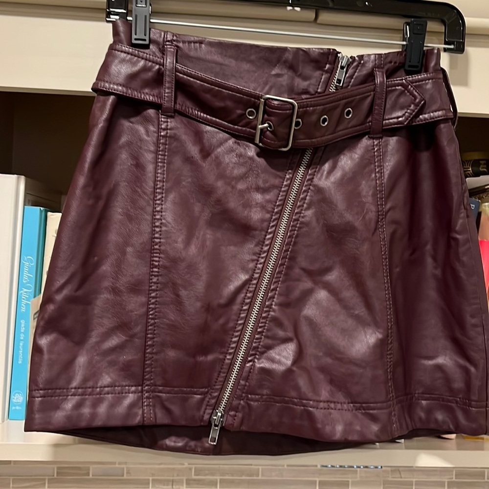 Free People Sz 2 Deep purple/burgundy Faux Leather Mini Skirt